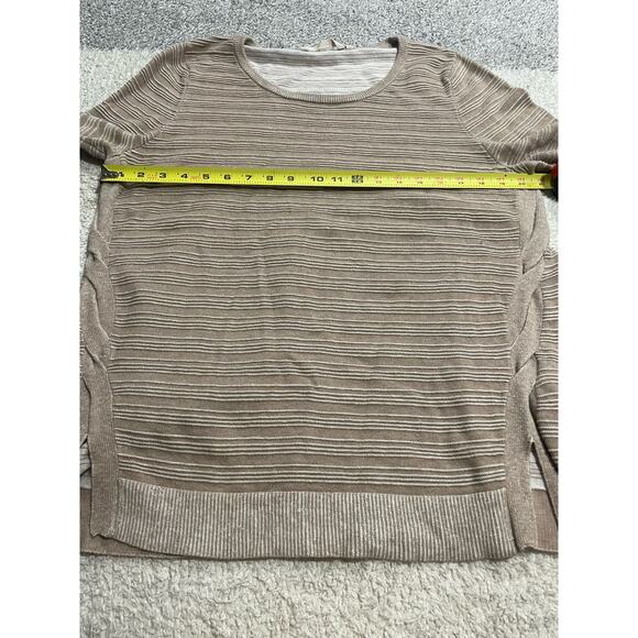 Soft Surroundings Women's Size Large Twist Side Striped Sweater Tan 2CV51 010620 - Picture 4 of 10